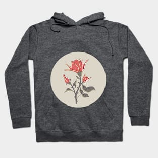 red rose on gray Hoodie